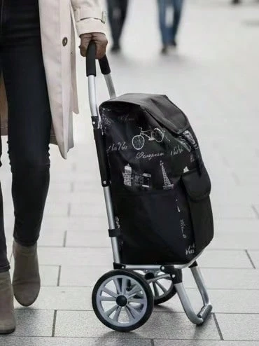 Chariot de courses roulant d'une capacité de 60 l, imperméable, résistant à l'usure, de haute qualité, avec des roues souples, en tissu oxford premium, 1,8 kg, disponible en plusieurs couleurs, 91 x 24 x 32cm