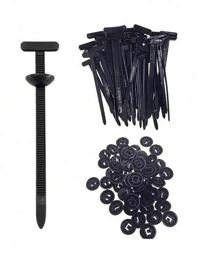 Car Wire Management Kit, Self-Locking Zip Ties With Mounting Base, Push Mount Cable Ties For Automotive Wiring Organization