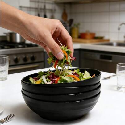 Bộ 1/2/4 bát nhựa PP đựng salad, mì, tráng miệng, dễ vệ sinh, thích hợp cho gia đình, nhà bếp, khách sạn, nhà hàng, cắm trại ngoài trời, v.v.