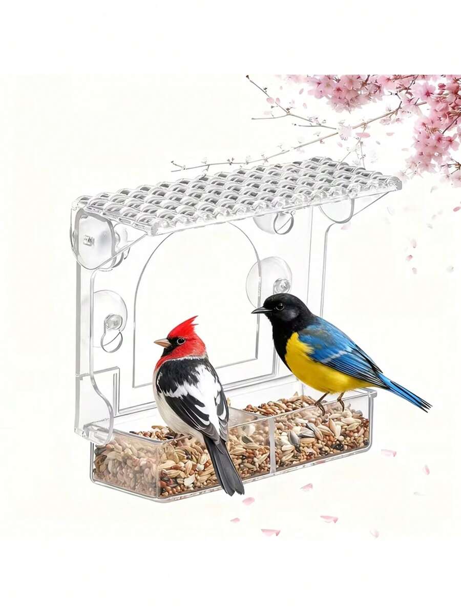 Window Bird Feeder With 4 Extra Strong Suction Cups, Clear Birdfeeders Bird House For Outdoors Window Viewing Outside, Removable Tray Birdhouse - 均碼 - 查看 1