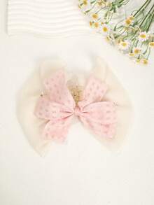 1pc Cute Plaid Bow Ponytail Claw Clip, Sweet Hair Accessory For Spring/Summer, Holiday & Vacation Vacay Hair Clips Beach Hair Claws,Travel,Birthday - Pink - View 5