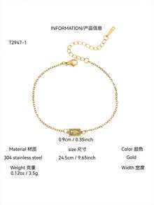 TONSI 1 chiếc vòng tay mặt dây chuyền hình học tối giản Niche bằng thép không gỉ mạ vàng 18K đính đá Zirconia, vòng tay nữ sang trọng, đa năng, phù hợp cho đeo hàng ngày, đi nghỉ mát, dự tiệc, mùa hè. - Nhiều màu - Xem 6