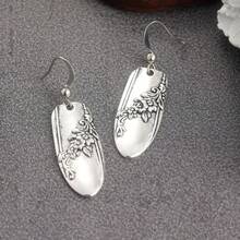 1 Pair Retro & Fashionable Geometric Shaped Earrings, Suitable For Daily Wear And Vacation, A Perfect And Surprising Daily Gift For Her - Silver - View 6