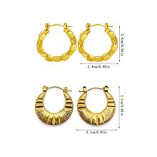 1 Pair Stainless Steel Striped Crescent Moon Shaped Earrings, Fashionable And Interesting Style, Suitable For Daily Wear, Commuting, Party, Gift - Multicolor - View 9