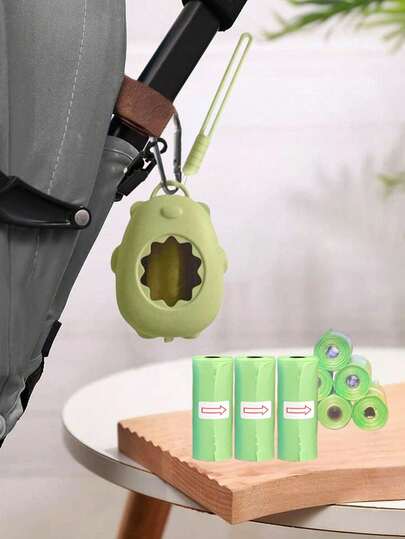 熊形垃圾袋分配盒 + 120 个垃圾袋 / 1 盒 / 120 个垃圾袋。这款便携式婴儿车垃圾袋分配盒采用加厚香味印花塑料袋，适合户外旅行、婴儿车、汽车和家庭使用。也适合有宠物的家庭。