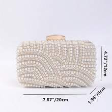 优雅珍珠水钻手拿包，适合晚宴、婚礼、排队等场合 - 金色 - 查看 7