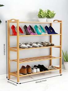 3/4/5层竹制鞋架，木制储物架，适用于玄关、衣柜和宿舍，结构坚固，易于组装，节省空间，可用于存放鞋子、植物和日常用品。 - 多重規格 - 查看 11