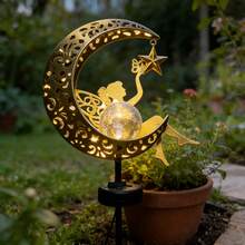 1件装 迷人太阳能月亮仙子路径灯 - 优雅仙子梦幻设计，浪漫观星仙子摆件，适用于花园小径、凉亭、花坛、草坪和婚礼 - Fairy Picking Stars - 查看 9