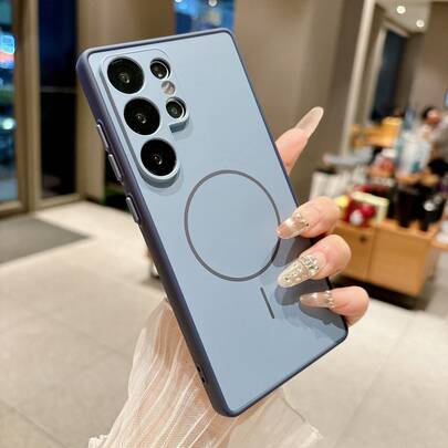 柔软触感哑光磁吸边框撞色手机壳，兼容 S26 Ultra/S25/S24/S23/S22、A56/A55/A54/A35/A34/A17/A16/A15/A14/A06/A37、17 Pro Max/16/15/14/13/12/11