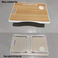 1pc Multi-Function Foldable Laptop Desk, Home Office & Binge-Watching Essentials. With Tablet Slot & Cup Holder, Slouchy Table That Folds Away Easily! - Multicolor - View 6