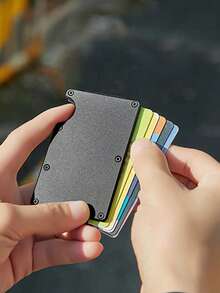 FOREVER MIYIN RFID Minimalist Aluminum Alloy Men's Wallet - Ultra-Thin Metal Card Holder With Quick Access Slot, Bill Compartment, Suitable For Work, Business Commute, Travel, Daily Use - Black - View 4