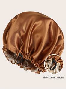 1个双面缎面睡眠帽，带可调节纽扣，双面丝滑发帽，适合卷发，夜间护发头巾 - 黑色 - 查看 19