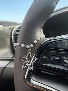 Estrella de cinco puntas brillante, decoración colgante para el interior del coche con forma de elfo estrella para el volante del coche. - colgante de perla - Ver 1