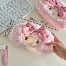 SANRIO 1个旋律毛绒化妆包，涤纶印花内衬，拉链封口，是送礼佳品，适合生日、情人节、婚礼、旅行、母亲节等场合，也可用于收纳化妆品。 - 彩色 - View 3