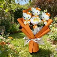 SANRIO 三丽鸥玫瑰花束，Hello Kitty钩针编织母亲节花束，Hello Kitty仿真玫瑰花束，仿真花装饰，浪漫情人节花束，婚礼伴娘礼物，毕业/返校装饰，户外道具 - 彩色 - 查看 2