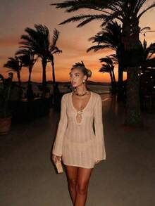 Women Sweater Dresses - Camel - View 9