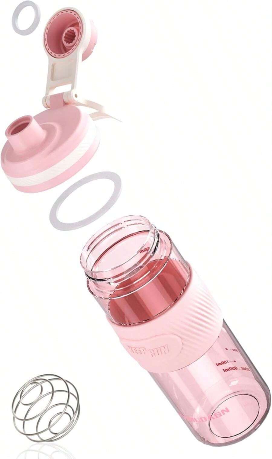 PZMLOASN Protein Shaker Bottle 600ML(20oz)\U2013 Hexagonal Design For Smooth Mixing, Wide Mouth, Leak-Proof, Includes Shaker Ball. (Purple) - Hồng - Xem 1