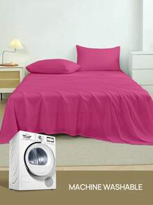 1件超柔软纯色床单，轻盈透气，深口袋设计，适用于单人床、双人床、大号床、特大号床 - 家居和宿舍必备，西瓜粉色 - 西瓜粉 - 查看 5