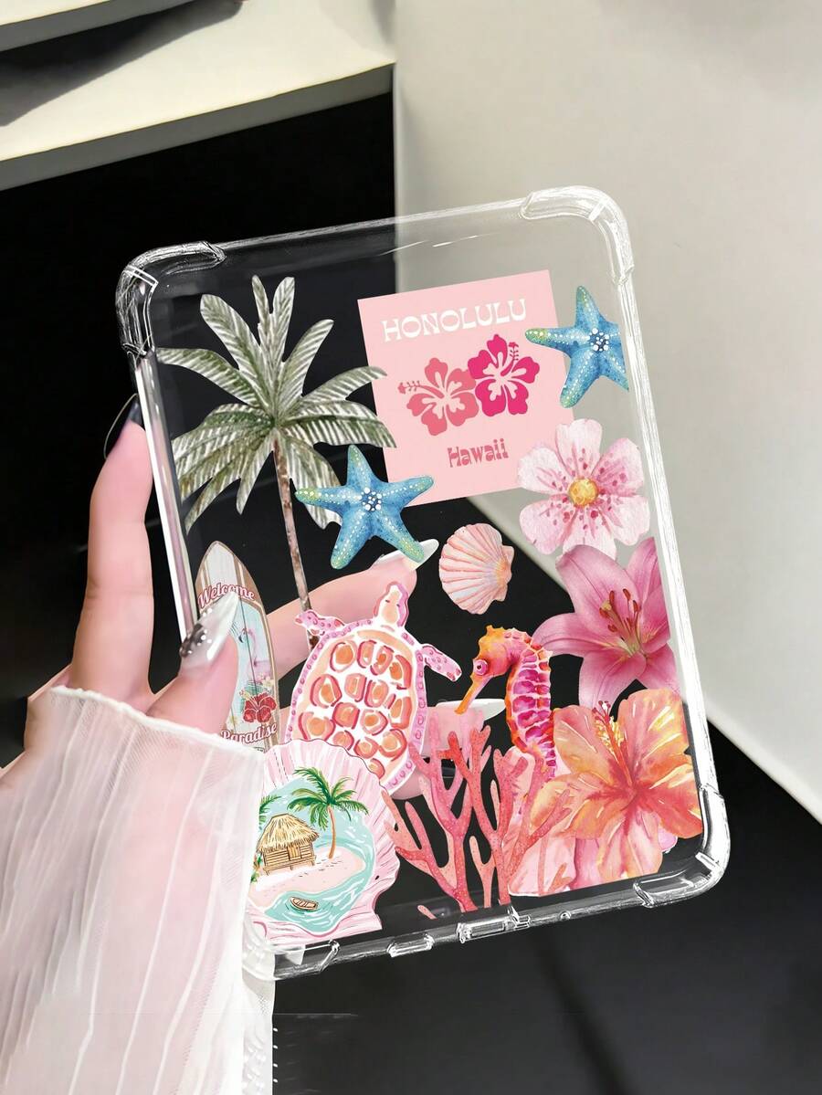 1pc Summer Flower Pattern Transparent Shockproof Soft Silicone Protective Case For Kindle 11th Gen 2022/Kindle Paperwhite 12th Gen 2024/Kindle Colorsoft Signature Edition, Clara Colour/Bw/2E