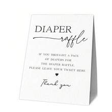 Juegos para baby shower, 1 cartel de pie para rifa de pañales con 50 boletos de rifa de pañales, decoraciones y suministros para fiesta de revelación de género - Blanco - Ver 6