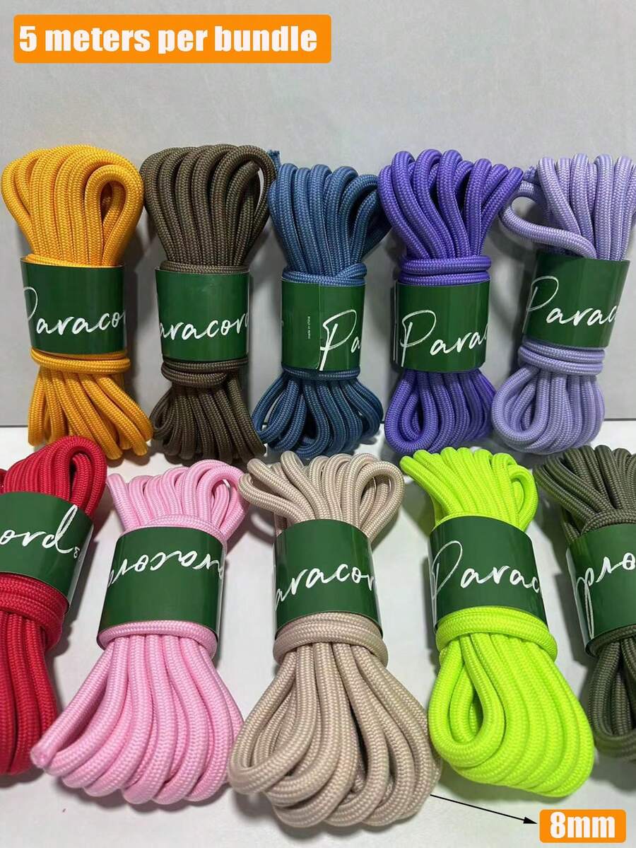 Dây dù bện polyester 8mm - Dài 5m/20ft, nhiều màu sắc, thích hợp làm dây dắt thú cưng, túi DIY, móc khóa và các dự án ngoài trời - Bền, bề mặt mịn, màu sắc pha trộn rực rỡ, vật liệu thủ công, làm móc khóa, dây trang trí. - Nhiều màu - Xem 1