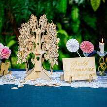 Wedding Sign-In Tree, Wedding Blessing Tree, Party Sign-In Tree, Handmade Desktop Crafts, Blank Heart-Shaped Pendant, Wedding/Party Sign-In Cards, Birthday Party, Wedding Supplies, Desktop Decor, Home Decor - View 2