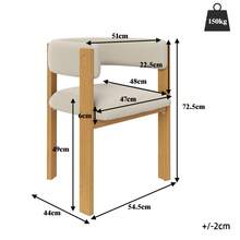 Dining Chairs - Beige + Natural + Flannelette + Metal + Set Of 2 - View 4