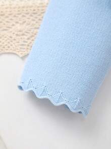 Girls' Knitted Elegant Solid Color Shawl, Delicate Lace Trim Adds Softness, Versatile For Everyday Wear, Gatherings Or Eid Al-Adha Gift - Baby Blue - View 5