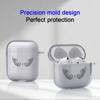 一对对称天使翅膀设计蓝牙耳机保护套，适用于 4/3/2/Pro 2/Pro，时尚又实用，是送给朋友、家人、男友、女友、周年纪念日、情人节、新月、开斋节、复活节的理想礼物。