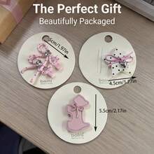 DIYPLUS Süßes Set mit rosa Haarclips, süße Schleife, Herz, Strass, Stern Haarspangen, Y2K Ästhetik Haraccessoires für Frauen, mit Karte, Sommer, Urlaub, Reise, Kopfschmuck - Verschiedenfarbig - Übersicht 11