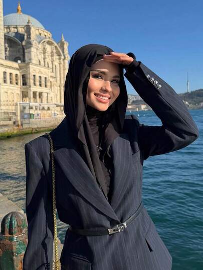 1pc Women's Long Scarf, High Collar Dust-Proof Scarf, Middle Eastern Muslim Warm Headscarf Headwear, Women's Headscarf, Versatile Headscarf, Hijab