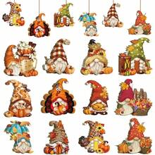 12pcs/24pcs/36pcs Autumn Hanging Decor, Wooden Gnome, Pumpkin, Leaf Ornaments With Jute Rope, Suitable For Thanksgiving Home Gathering Wall Decor, Can Be Hung On Ceiling, Wall, Door, Tree, Window To Decorate Your Living Room, Garden And Add More Charm To Your Home And Party! - Multicolor - View 6