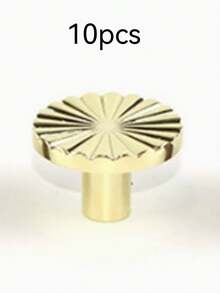 10pcs Circular Sunflower Shaped Drawer Pulls, Suitable For Wardrobe, Cabinet, Shoe Cabinet, Vanity, Furniture, Door Handles, Copper Material, Screws Included, Decorative Atmosphere Gift, Fun Surprise Gift - Gold - View 10