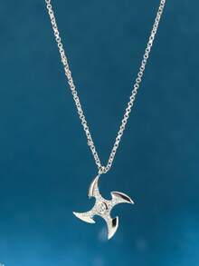 1件S925纯银极简时尚飞镖项链，三镖吊坠，抛光银质切割，镶嵌闪耀钻石，独特设计，适合嘻哈风格穿搭/生日礼物 - 銀色 - 查看 4