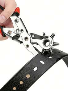 1pc Heavy Duty Rotating Leather Hole Puncher With Ergonomic Handle And Multi-Size Punching Kit - Manual Lever Mechanism Belt Puncher 4pcs Set For Precise Round/Rectangular/Square/Star/Heart/Clover Holes - Suitable For Belts, Watch Straps, Leather Crafts, DIY Sewing Projects - Durable Construction, No Battery Required - Multicolor - View 1