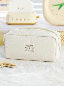 1pc Simple Solid Color Lucky Marshmallow Student Stationery Pencil Case, Large Capacity Desk Pencil Box, Multi-Pocket Organizer Design Pen Bag, Suitable For School, Office And Travel - Fit For Students, Professionals, Men And Women, School Stationery Storage Box, Multi-Function Storage Box, Secure Zipper Closure, Pencil Case - Multicolor - View 5