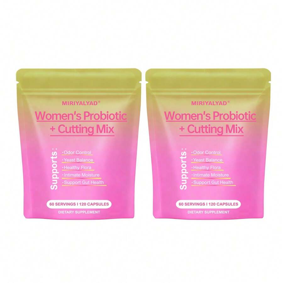 Miriyalyad Women's Probiotic + Cutting Mix, 120 Capsules 60 Servings, Supports Odor Control, Yeast Balance, Intimate Moisture & Gut Health, Daily Dietary Supplement For Women - 2PCS - 查看 1