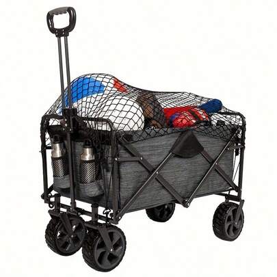 1pc A Robust Folding Cargo Net Measuring 27.56*27.56inch, Made From Nylon, Ideal For Securing Loads In Car Trunks, Pickup Beds, Camping Carts, Garden Carts, And Beach Wagons