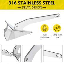 Ancla de barco actualizada, ancla tipo delta de acero inoxidable 316, ancla triangular de alta resistencia disponible en 11lbs / 17lbs / 22lbs, diseño de ala para pontones y barcos de pesca. - 22 libras - Ver 6