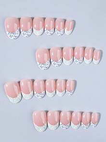 Bộ 24 miếng dán móng tay hình hoa oval, kèm 1 lọ sơn gel và 1 dũa móng, móng giả ngắn phù hợp cho phụ nữ sử dụng hàng ngày đi làm và dự tiệc. - Nhiều màu - Xem 4