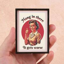 1pc Funny Encouragement Pattern Wooden Fridge Magnet, Suitable For Home, Office, Study Room Fridge Decoration - Fridge Magnet - Black Frame Refrigerator Magnet - View 6