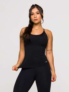 Women's Fitness Tank Top With Spaghetti Straps, Smooth Microfiber, Cool Touch, Ideal For Gym, Running, And Sports. - màu đen - Xem 8