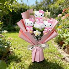 SANRIO 三丽鸥玫瑰花束，Hello Kitty钩针编织母亲节花束，Hello Kitty仿真玫瑰花束，仿真花装饰，浪漫情人节花束，婚礼伴娘礼物，毕业/返校装饰，户外道具 - 彩色 - 查看 7