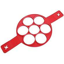 1 Piece Silicone 7-Hole Pancake & Fried Egg Mold - Nonstick, Heat-Resistant Reusable Egg Ring Maker - Red - View 7