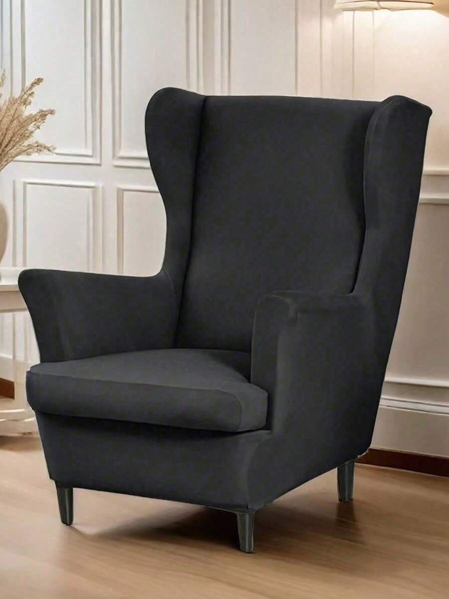 1 pieza Funda de taburete de tigre de tela de seda de leche con elástico grueso, impermeable y a prueba de polvo, antirayado, duradera, se ajusta a sofá de asiento individual, funda de silla de tigre de estilo americano de respaldo alto - Negro - Ver 1