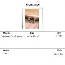 1 Pair Women's Copper Earrings With Zirconia Stones - Silver - View 8