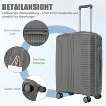 20"/24"/28" 3-Piece PP Spinner Luggage Set – Sizes With Side Handles, Hanging Hooks & Protective Feet – Integrated Combination Lock - 銀色 - 查看 5