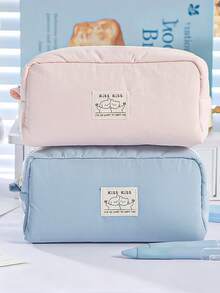 1pc Simple Solid Color Lucky Marshmallow Student Stationery Pencil Case, Large Capacity Desk Pencil Box, Multi-Pocket Organizer Design Pen Bag, Suitable For School, Office And Travel - Fit For Students, Professionals, Men And Women, School Stationery Storage Box, Multi-Function Storage Box, Secure Zipper Closure, Pencil Case - Multicolor - View 8