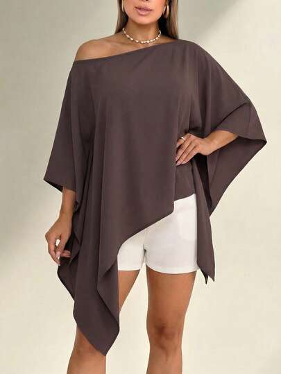 ANCHOSE Blusa holgada de cuello barco casual para mujer, con lazo en la cintura, elegante para uso diario en verano
