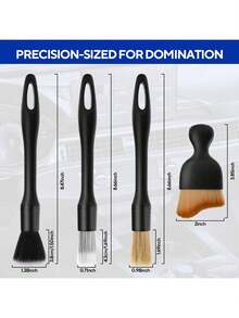 4 Counts Set Car Detailing Products,Soft Professional Portable Brush For Car Interior Cleaning & Dust Removal, Car Valeting Kit,Car Interior Cleaning Brush Set, Cleaning Supplies,Automotive. - 4 Items - View 6
